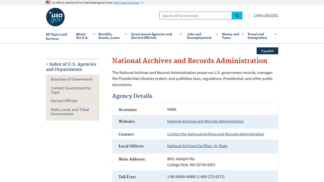 National Archives and Records Administration | USAGov